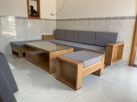 Sofa góc 100% gỗ sồi mỹ KT543