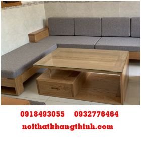 Sofa góc gỗ sôi mỹ 100% KT544